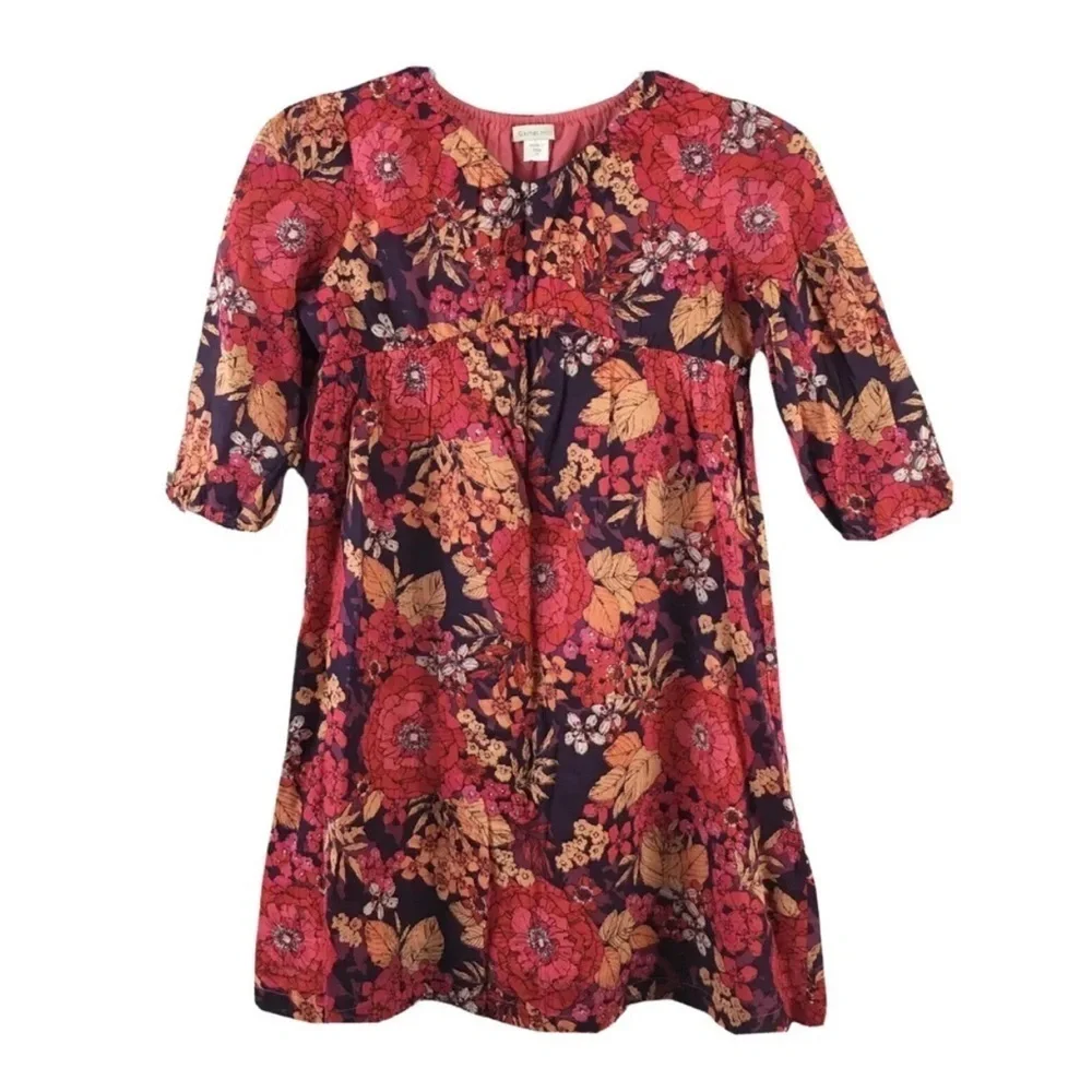 Garnet Hill Floral Short Sleeve Dress